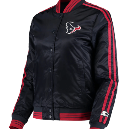 Women's Houston Texans Starter Navy Overtime Varsity Satin Jacket