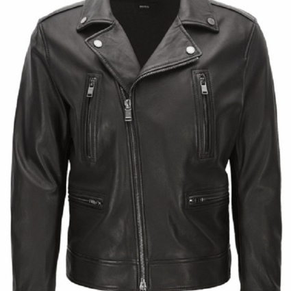 Mens Hugo Boss Leather Biker Jacket