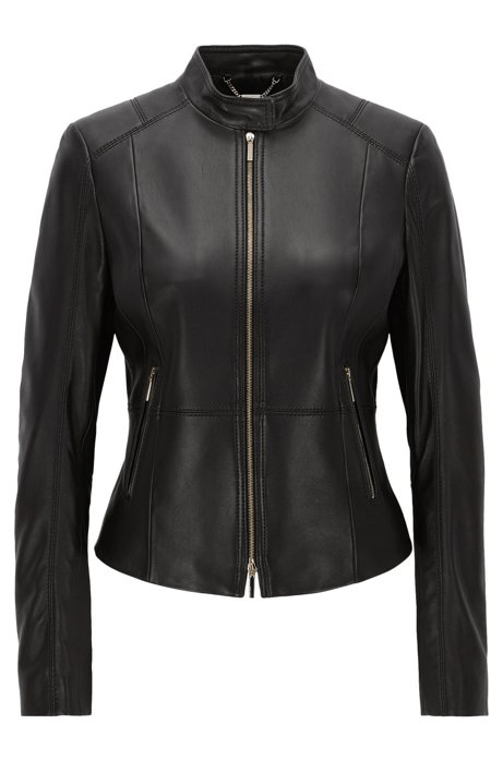 Womens Hugo Boss Black Leather Jacket - A2 Jackets
