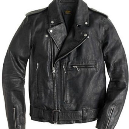 Mens Italian Motorcycle Black Leather Jacket