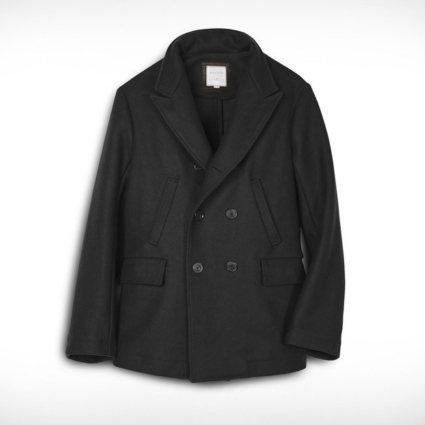 Mens Billy Reid Bond Peacoat Wool Black Jacket