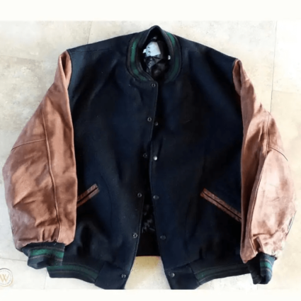 Mens Jerome Allen Seinfeld Bomber Leather Sleeves Jacket