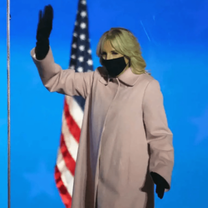 Womens Jill Biden 2020 Election Night Pink Wool Trench Coat