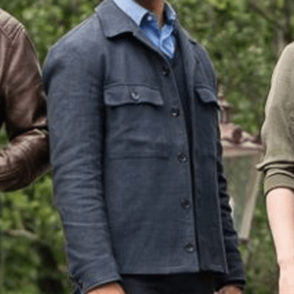 Job Cloovers TV Series Van der Valk Elliot Barnes-Worrell Blue Wool Jacket