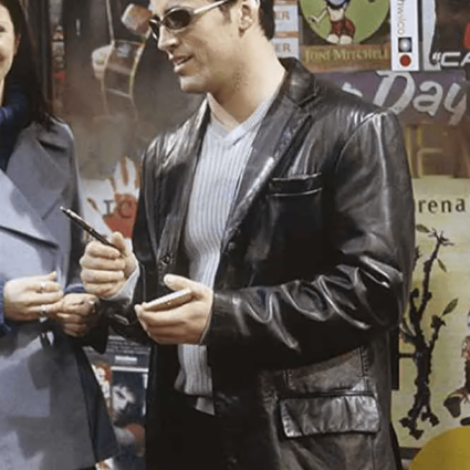 Joey Tribbiani Friends S06 Matt LeBlanc Black Leather Blazer