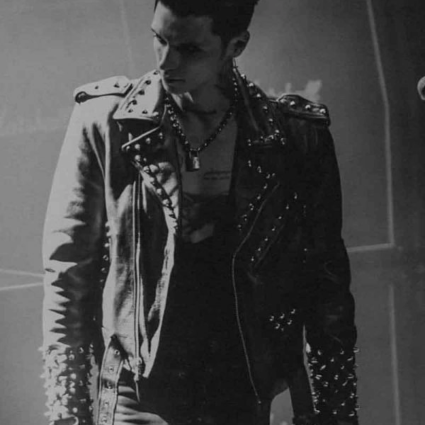 Andy Biersack Paradise City Johnny Faust Black Leather Studded Jacket