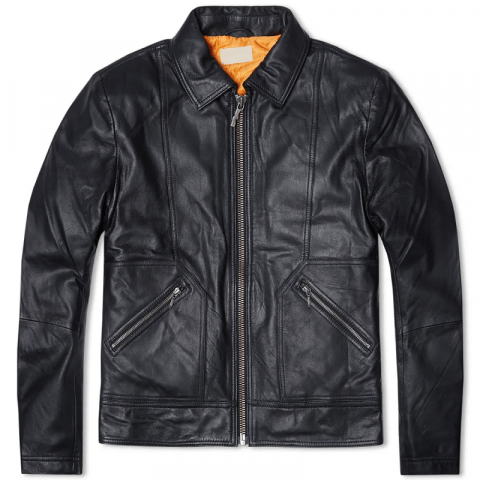 Mens Nudie Jonny Black Leather Jacket