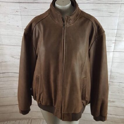 Joseph A Bank Leather Bomber Jacket