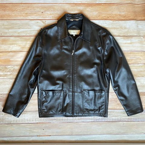 Joseph Abboud Modern Fit Moto Leather Jacket