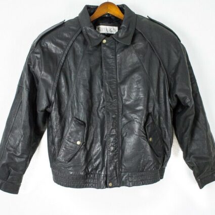 Joshua Ross Black Genuine Leather Bomber Jacket
