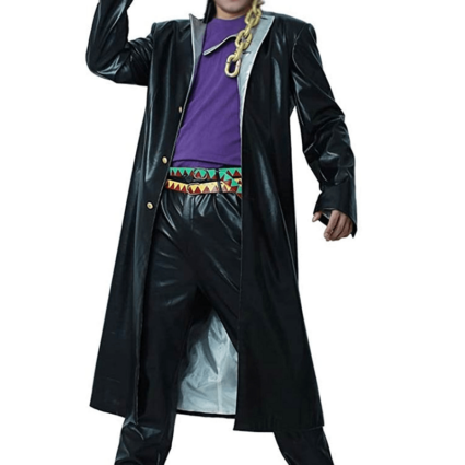 Mens Jojo Bizarre Adventure Jotaro Kujo Leather Coat