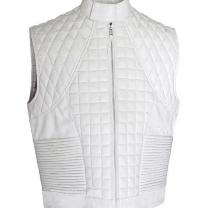 Justin Bieber Victoria Streets White Leather Quilted Vest