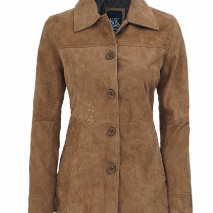Womens Kandis Brown Suede Leather Jacket