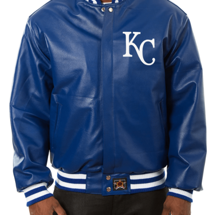 Mens Kansas City Royals Blue Leather Jacket
