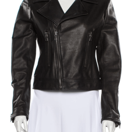 Womens Katro Black Biker Leather Jacket