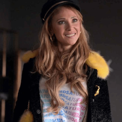Keeley Jones Yellow & Black Ted Lasso S03 Juno Temple Fur Jacket