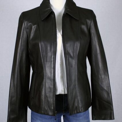 Womens Kenneth Cole Black Reaction Leather Jacket