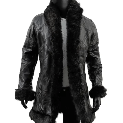 The Umbrella Academy Klaus Hargreeves Robert Sheehan Leather Fur Trench Coat