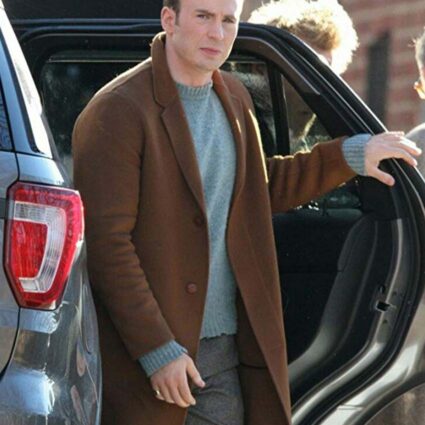 Knives Out Chris Evans Dark Brown Long Coat