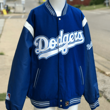 Mens Los Angeles La Dodgers Wool Leather Jacket