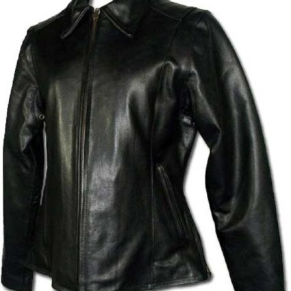 Womens Buffalo Black Motorcycle Leather Jacket