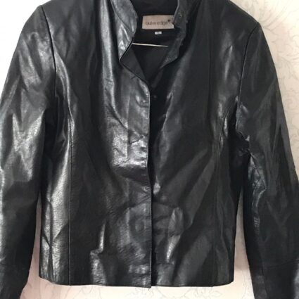 Womens Real Leather Black Outer Edge Jacket