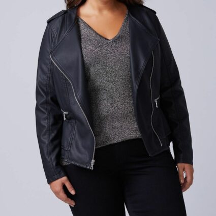 Lane Bryant Black Peplum Moto Leather Jacket
