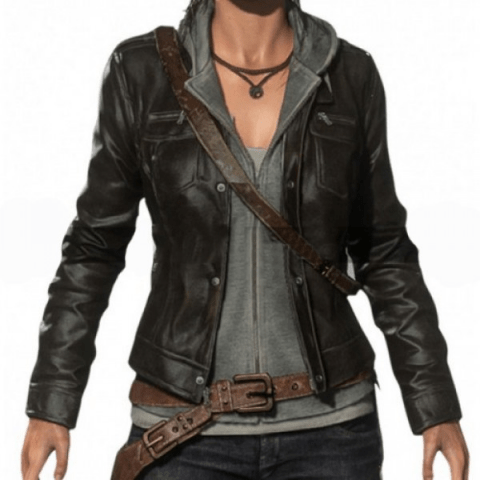 Womens Rise Of The Tomb Lara Croft Raider Game Costume Leather Jacket