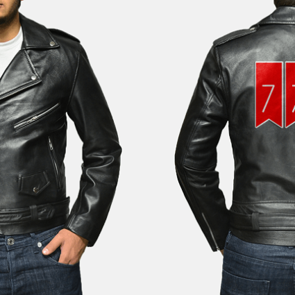 Mens Allaric Alley Artwork Leather Jacket