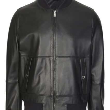 Boss Hugo Mens Black Leather Jacket