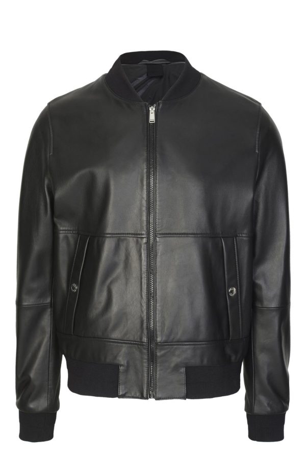 Boss Hugo Mens Black Leather Jacket - A2 Jackets