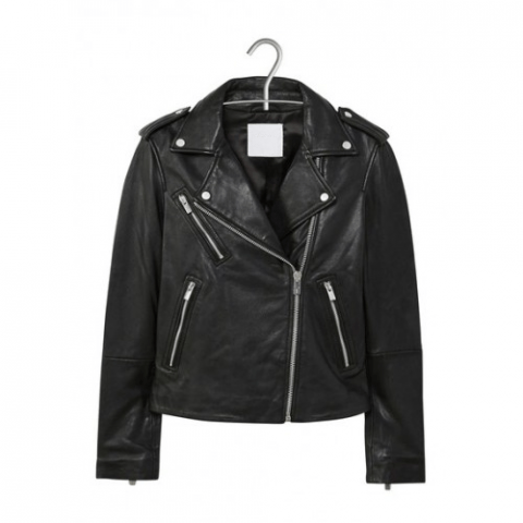 Womens Mango Zipped Biker Leather Jacket