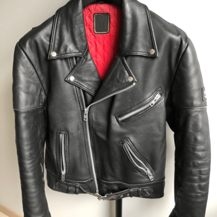 Mens Fashion Red Lining Biker Leather Jacket