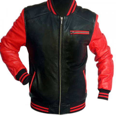 Mens San Diego Red And Black Leather Jacket