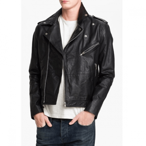Mens Topman Biker Leather Jacket