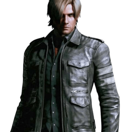Resident Evil 6 Leon Kennedy Black Leather Jacket