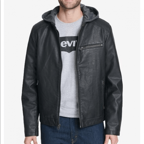 Mens Levi’s Hooded Leather Jacket