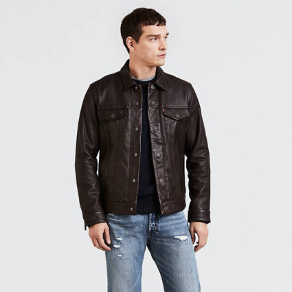 Levi's Trucker Dark Brown Shirt Collar Leather Jacket