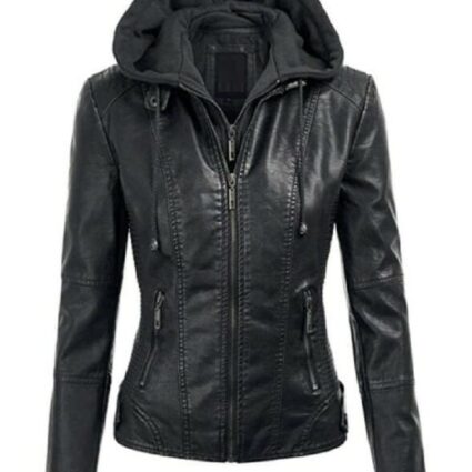 Hooded Lock And Love Leather Jacket