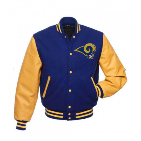 Mens Rams Los Angeles Bomber Letterman Wool Jacket