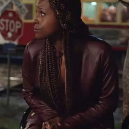 Issa Rae The Lovebirds Maroon Leather Jacket