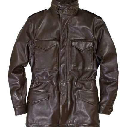 Mens Fashion M Collection M-65 Field Leather Jacket