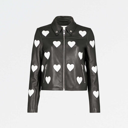Maje Heart Logo Leather Jacket