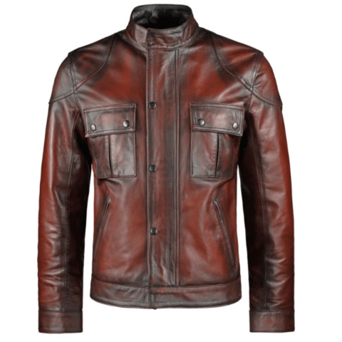 Mens Marc Jacobs Double Breasted Pockets Leather Jacket