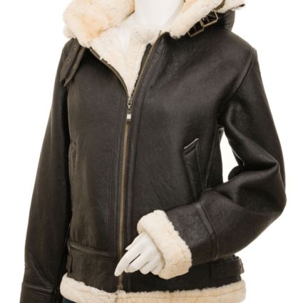 Womens Marilyn Dark Brown Shearling Leather Jacket