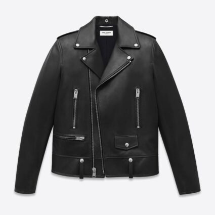 Marlon Boasts Biker Black Leather Jacket