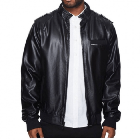 Mens Members Only Black Leather Jacket