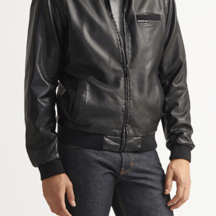 Mens Members Only Black Bomber Leather Jacket