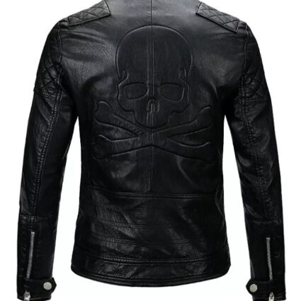 Men Skull Motorcycle Leather Jacket