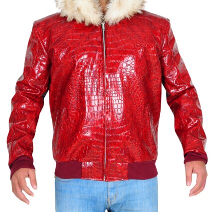 Men's Croc Hood Leather Jacket